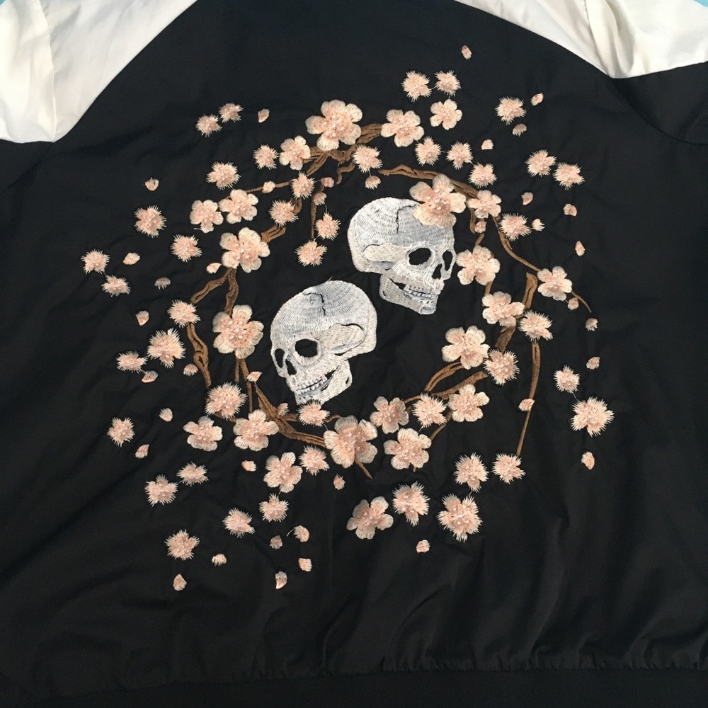 Skull Floral Satin Bomber jacket
